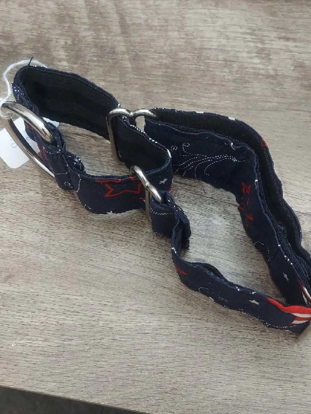 Custom Martingale Dog Collar Patriotic Fourth of July Stars Navy Whippet 1.5